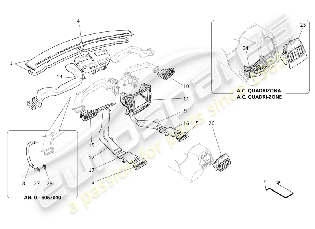 maserati levante (2018) a/c unit: diffusion parts diagram