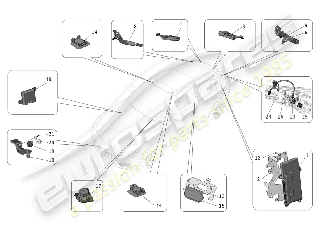 maserati grecale trofeo (2023) it system parts diagram