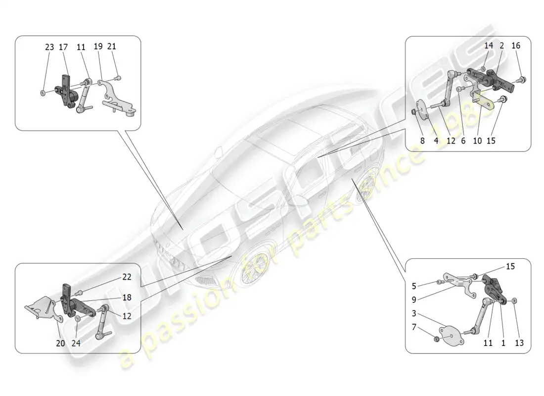 maserati grecale gt (2023) lighting system control parts diagram
