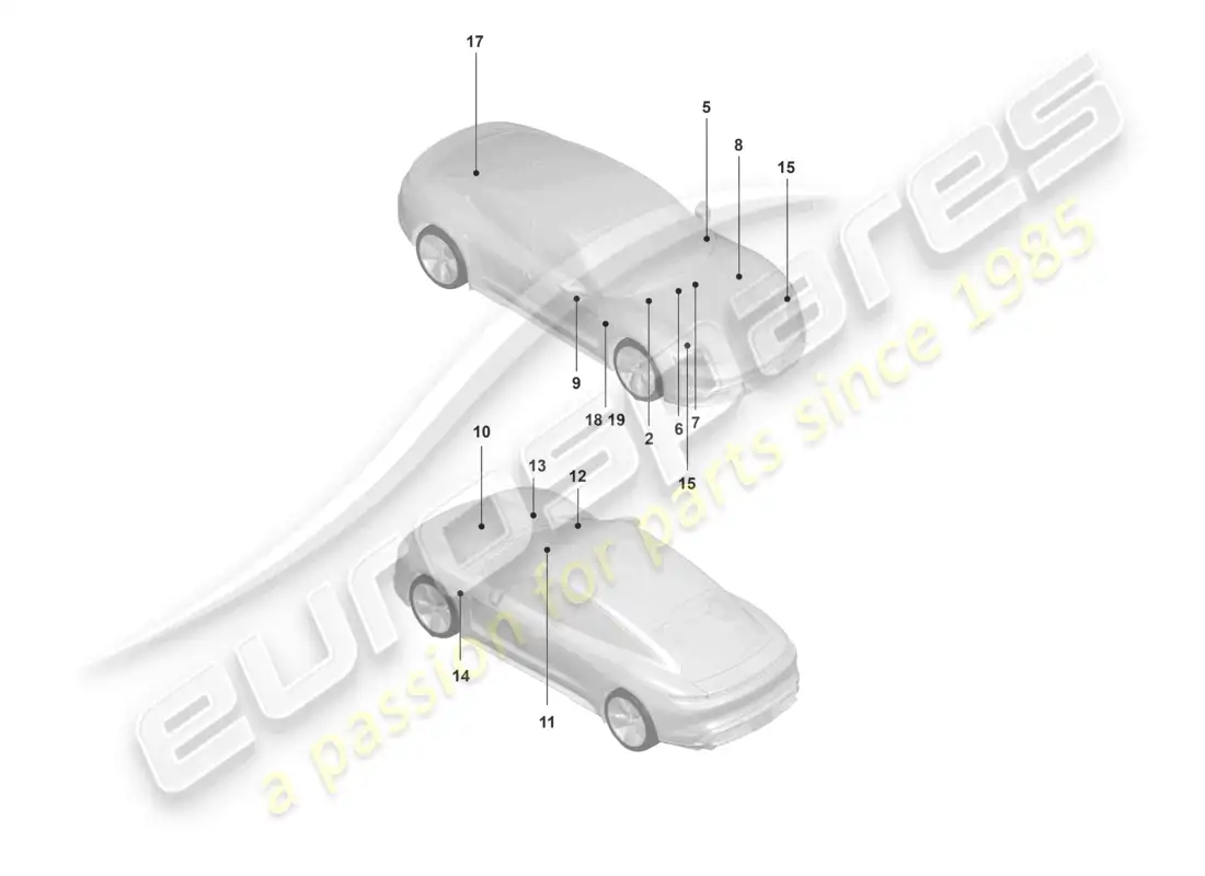 porsche 2020 (taycan 9j1-1) signs/notices parts diagram
