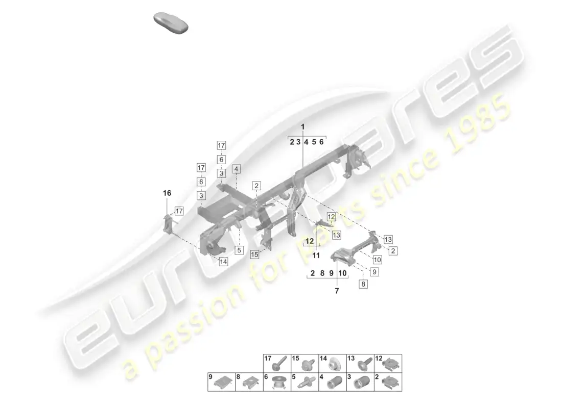 porsche 2021 (taycan 9j1-1) dashboard bracket and sundry parts diagram
