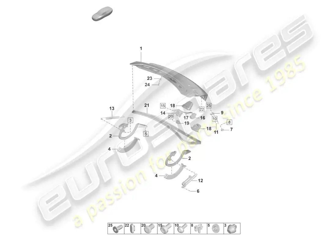 porsche 2020 (taycan 9j1-1) rear lid parts diagram