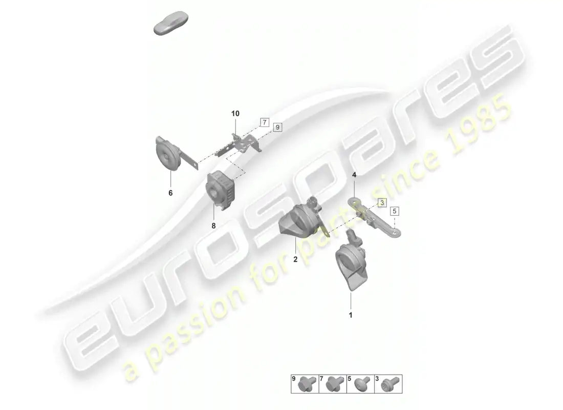 porsche 2023 (992-1 gt3/rs/st) fanfare signal horn alarm system parts diagram