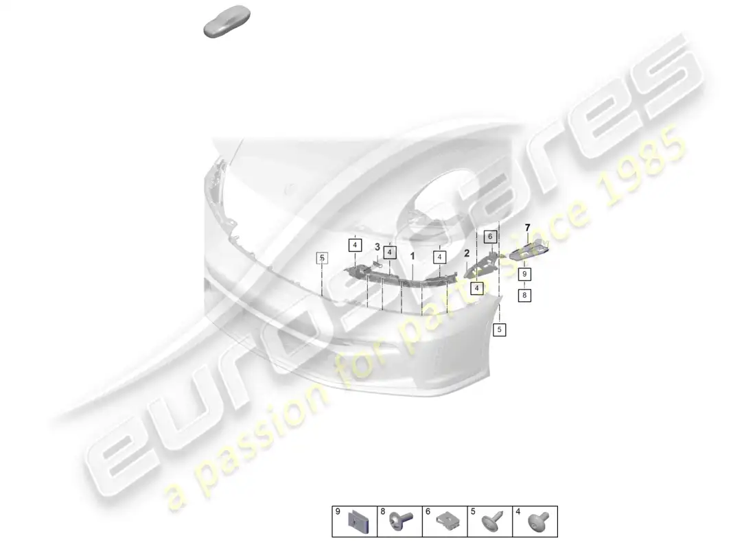 porsche 2021 (992-1 gt3/rs/st) bumper fasteners parts diagram