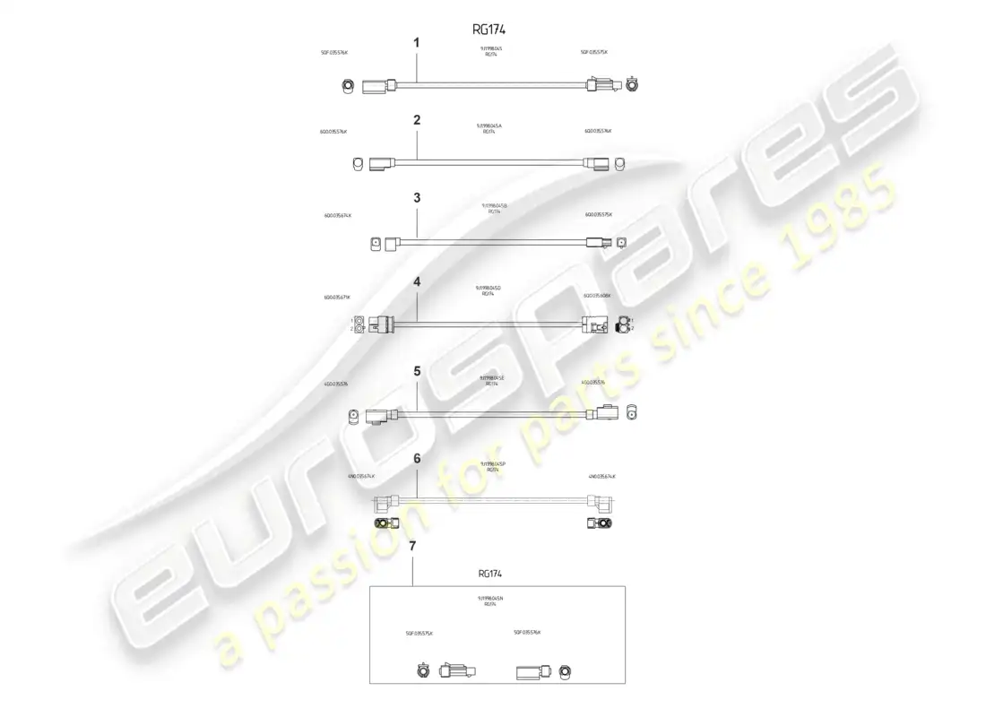 porsche 2026 (taycan 9j1-2) repair set for aerial- wires parts diagram