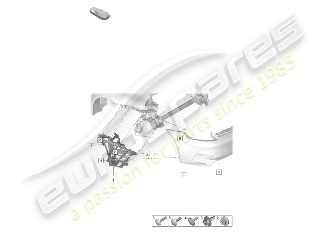 porsche 2021 (992-1 gt3/rs/st) bumper rear fasteners parts diagram