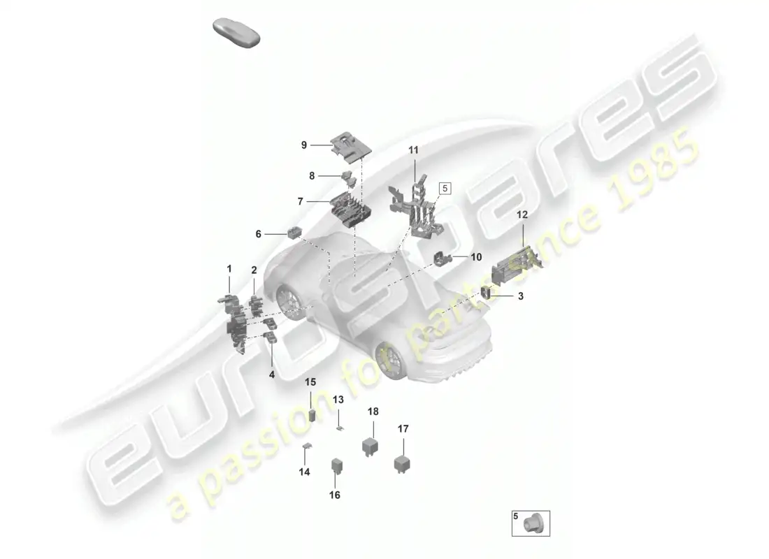 porsche 2022 (992-1 gt3/rs/st) central electrics dashboard parts diagram