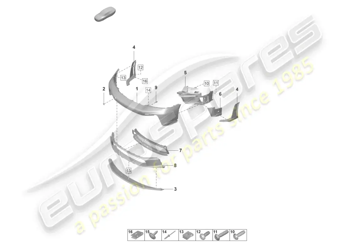 porsche 2021 (992-1 gt3/rs/st) bumper front gt3 rs parts diagram
