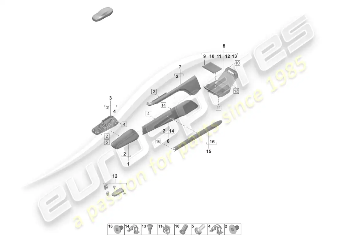 porsche 2021 (taycan 9j1-1) trims side centre console lower rear parts diagram