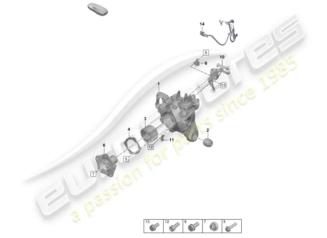porsche 2020 (taycan 9j1-1) wheel carrier parts diagram