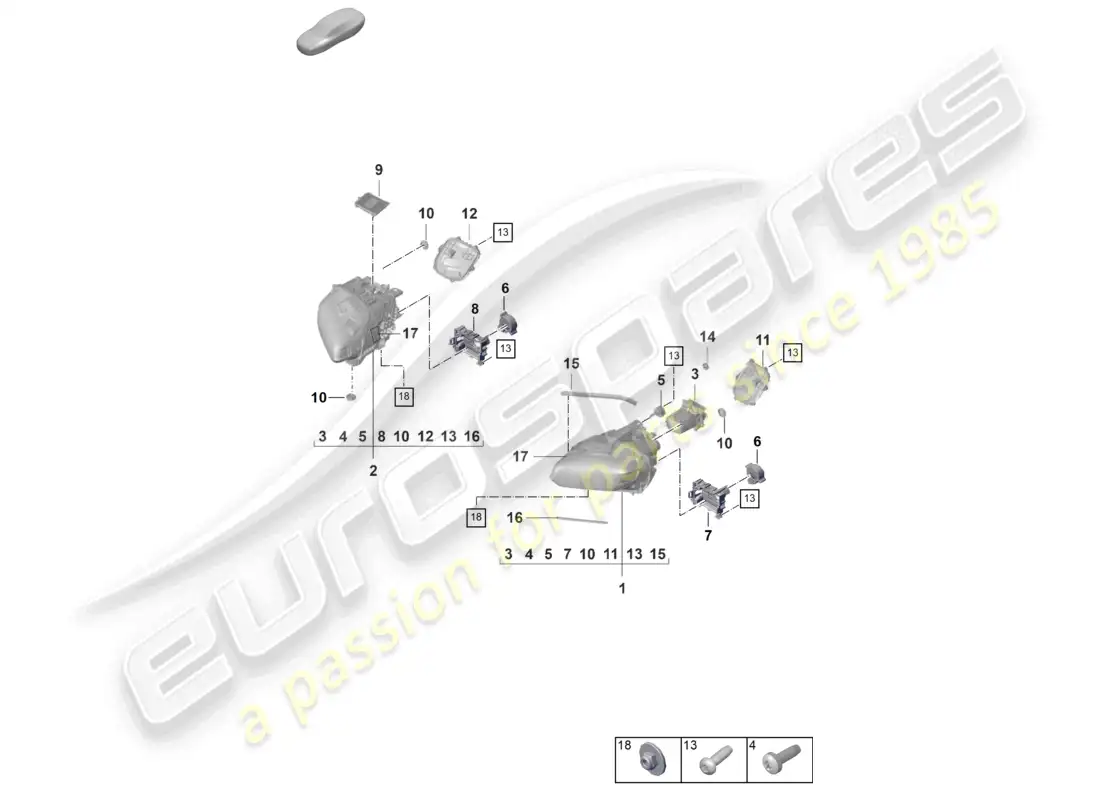 porsche 2021 (taycan 9j1-1) led headlight with matrix beam caution: before ordering, check the part number in the vehicle. see technical information 9415 (25/24) parts diagram