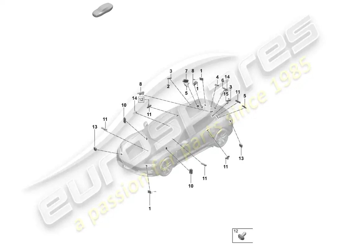 porsche 2026 (taycan 9j1-2) aerial rear chip card reader for road toll system parts diagram