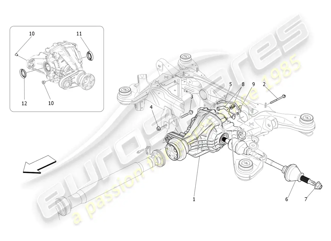 maserati levante zenga (2020) differential and rear axle shafts parts diagram