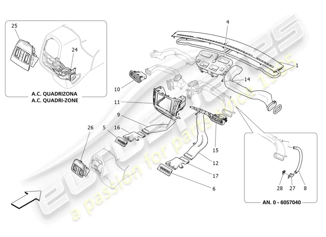maserati levante (2018) a/c unit: diffusion parts diagram