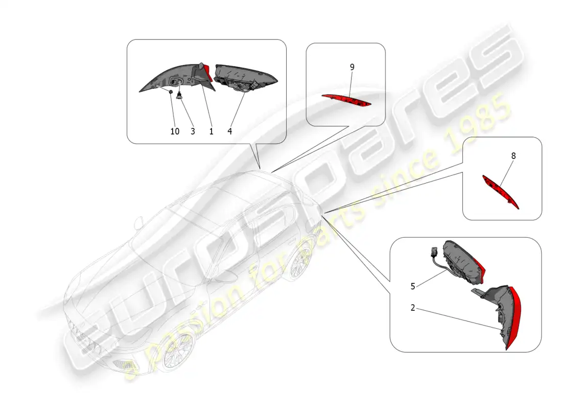 maserati grecale trofeo (2023) taillight clusters parts diagram