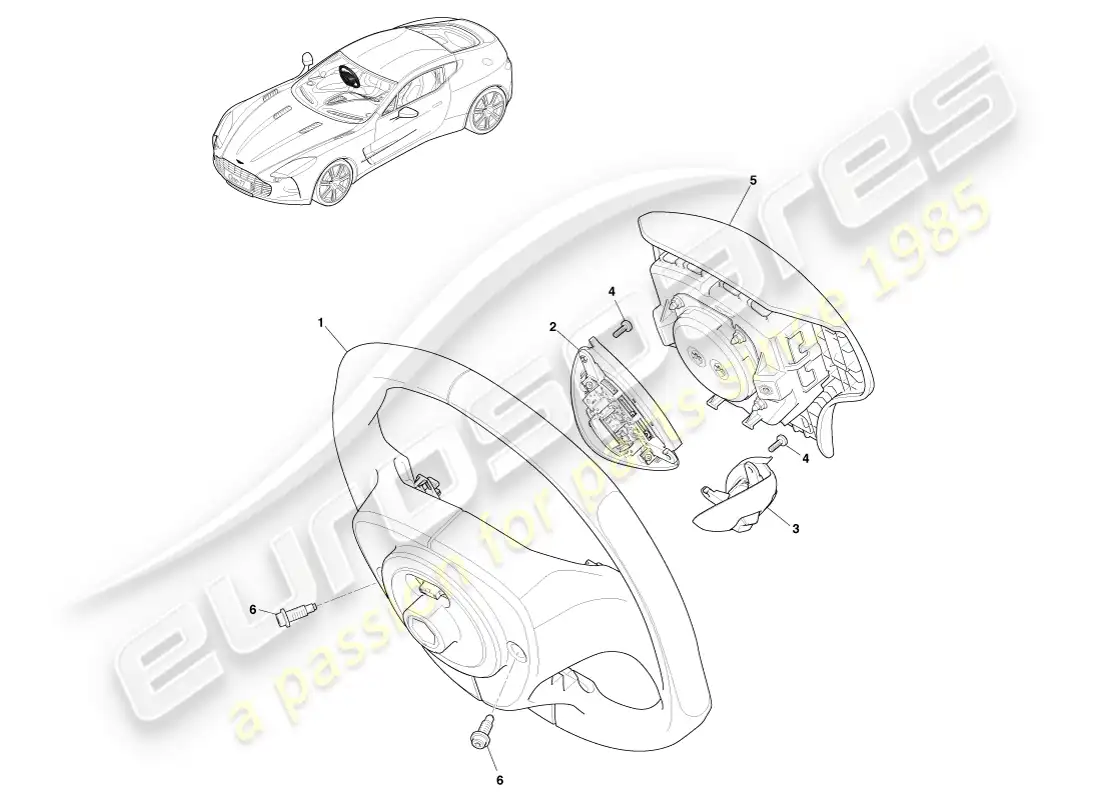 aston martin one-77 (2011) steering wheel assembly parts diagram