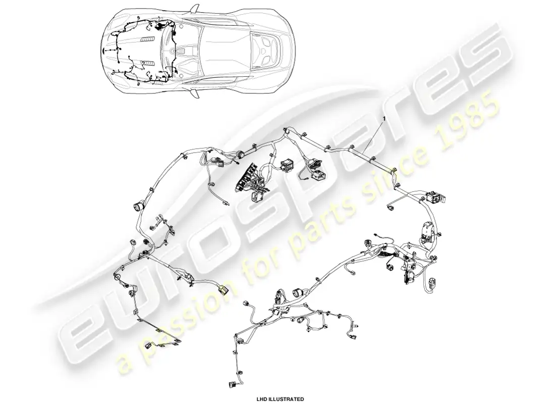 aston martin one-77 (2011) engine bay harness parts diagram