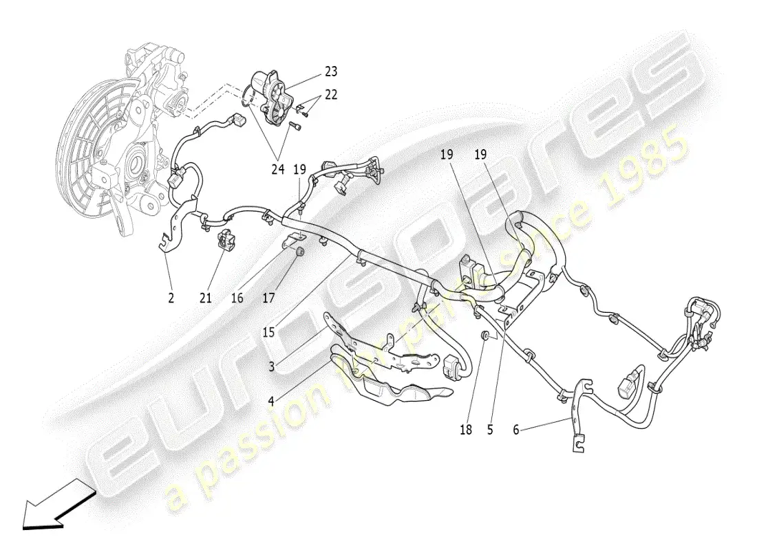 maserati ghibli (2019) parking brake parts diagram