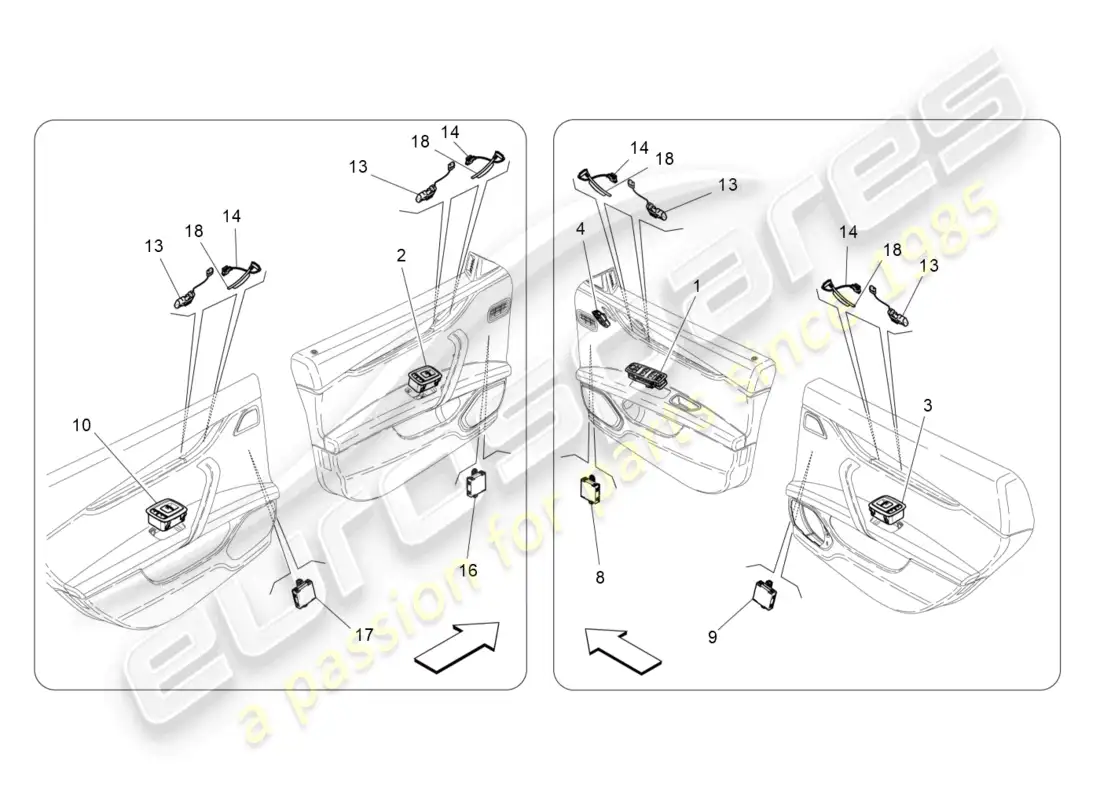 maserati ghibli (2018) door devices parts diagram