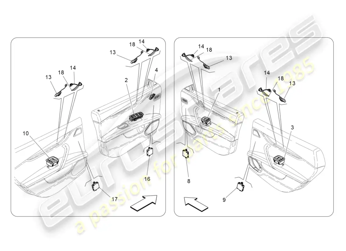 maserati ghibli (2018) door devices parts diagram