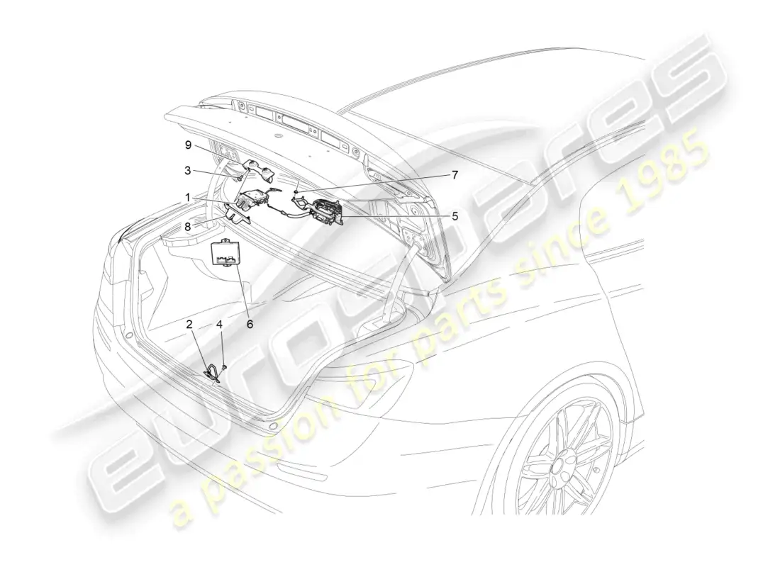 maserati ghibli (2018) rear lid opening control parts diagram