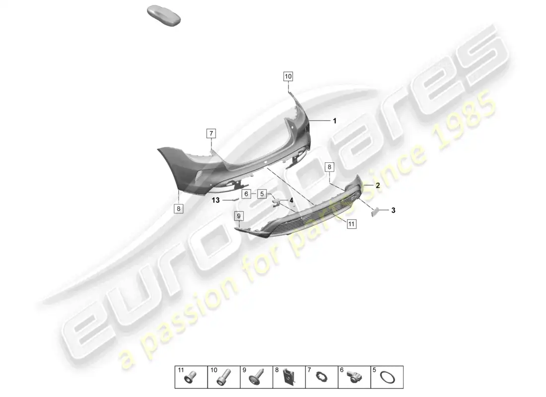porsche 2025 (taycan 9j1-2) bumper rear for equipment variant: basic sport turismo st part diagram