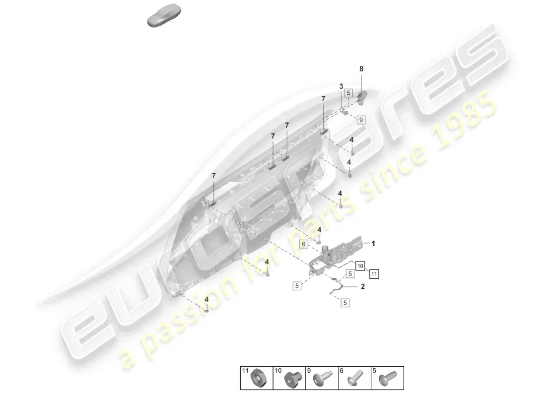 porsche 2024 (992-2 gt3/rs/st) door panel fasteners accessories part diagram
