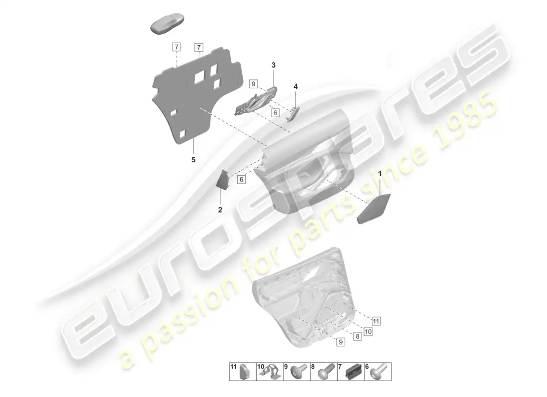 porsche 2025 (taycan 9j1-2) door panel rear accessories fasteners part diagram