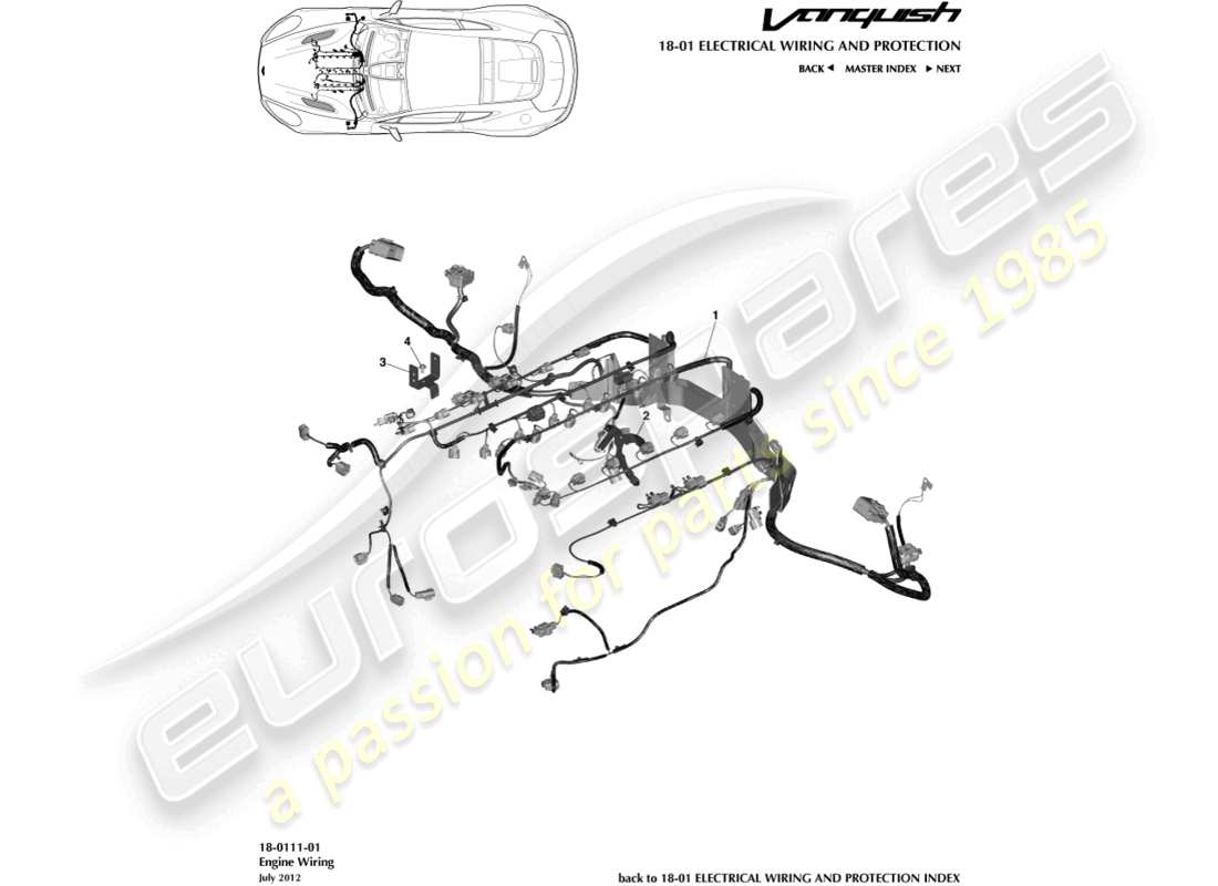 aston martin vanquish (2017) engine harness part diagram