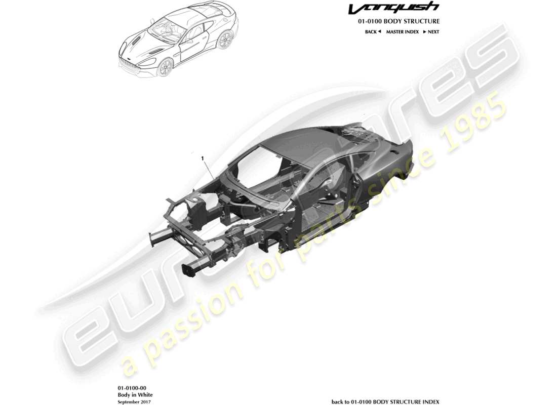 aston martin vanquish (2018) body in white part diagram