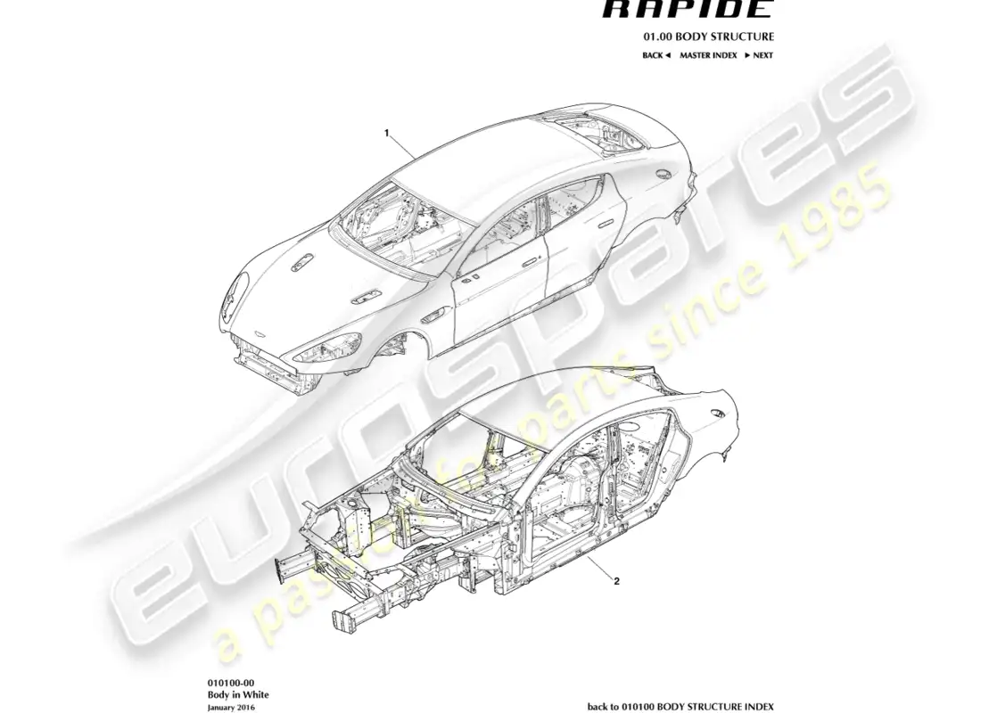 aston martin rapide (2016) body in white parts diagram