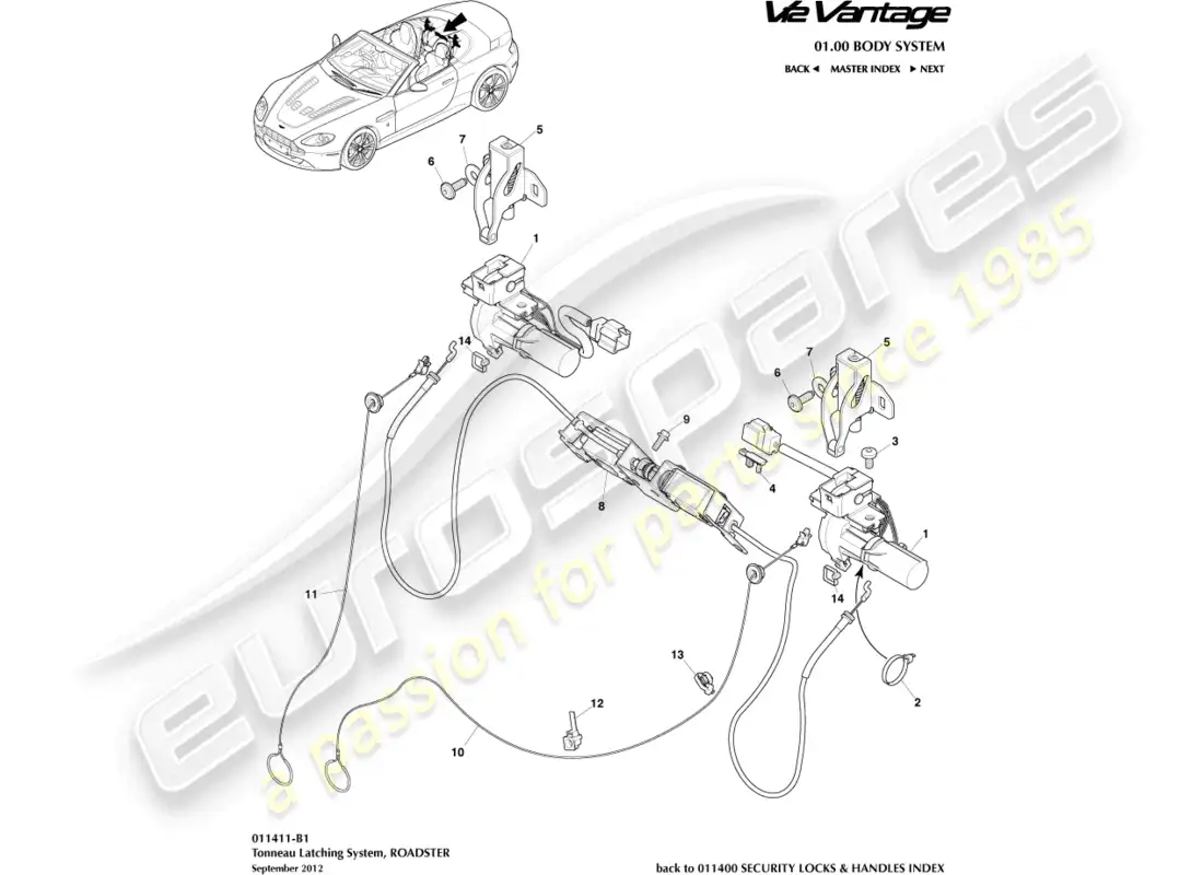 a part diagram from the aston martin v12 vantage parts catalogue