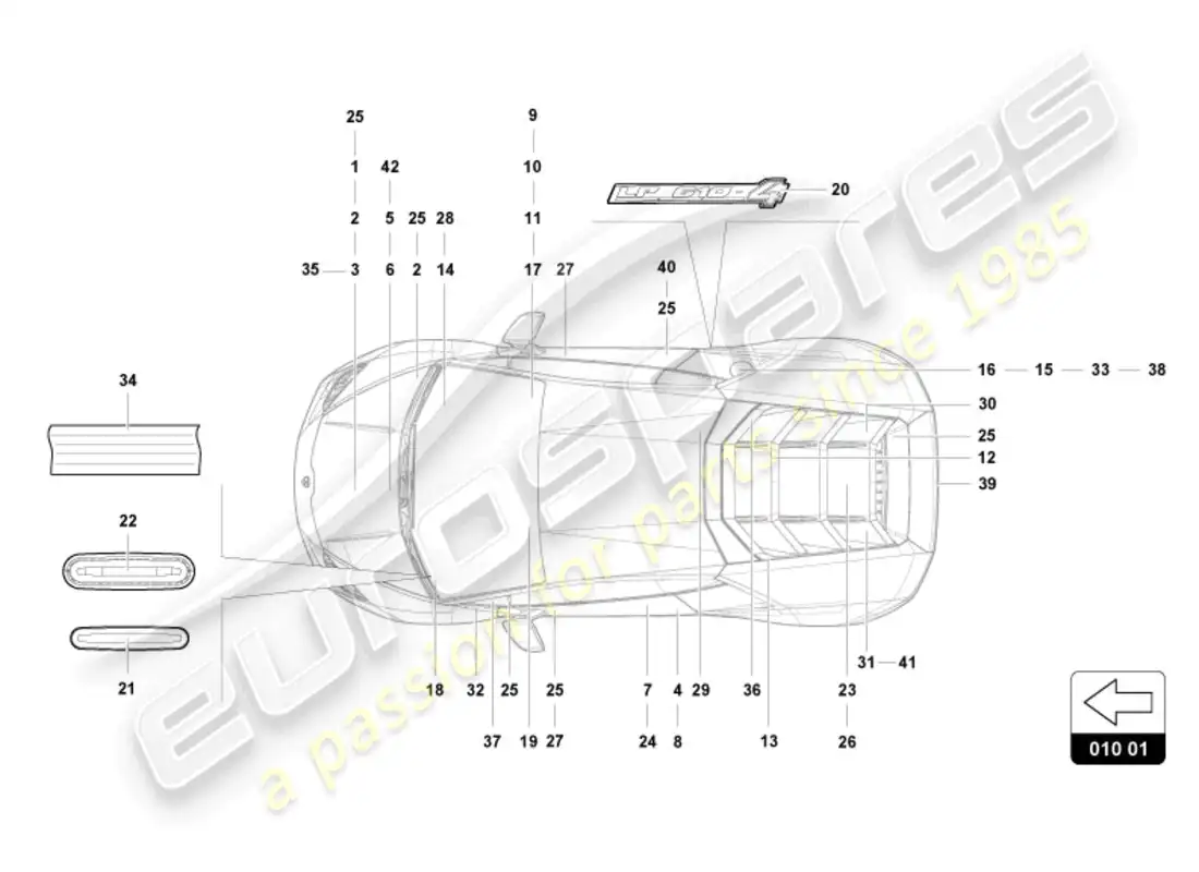 lamborghini tecnica (2024) inscriptions/lettering parts diagram