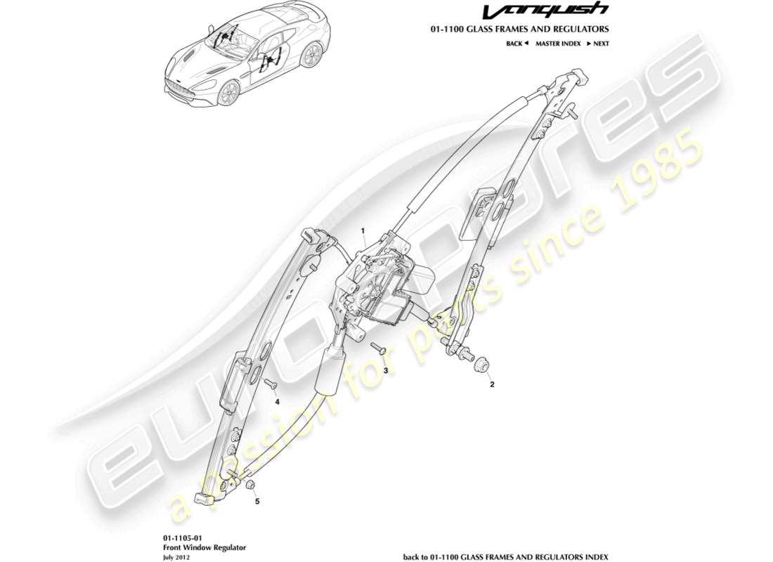 a part diagram from the aston martin vanquish parts catalogue