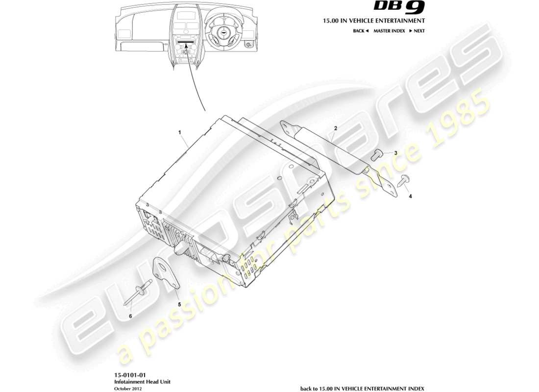 a part diagram from the aston martin db9 (2013) parts catalogue