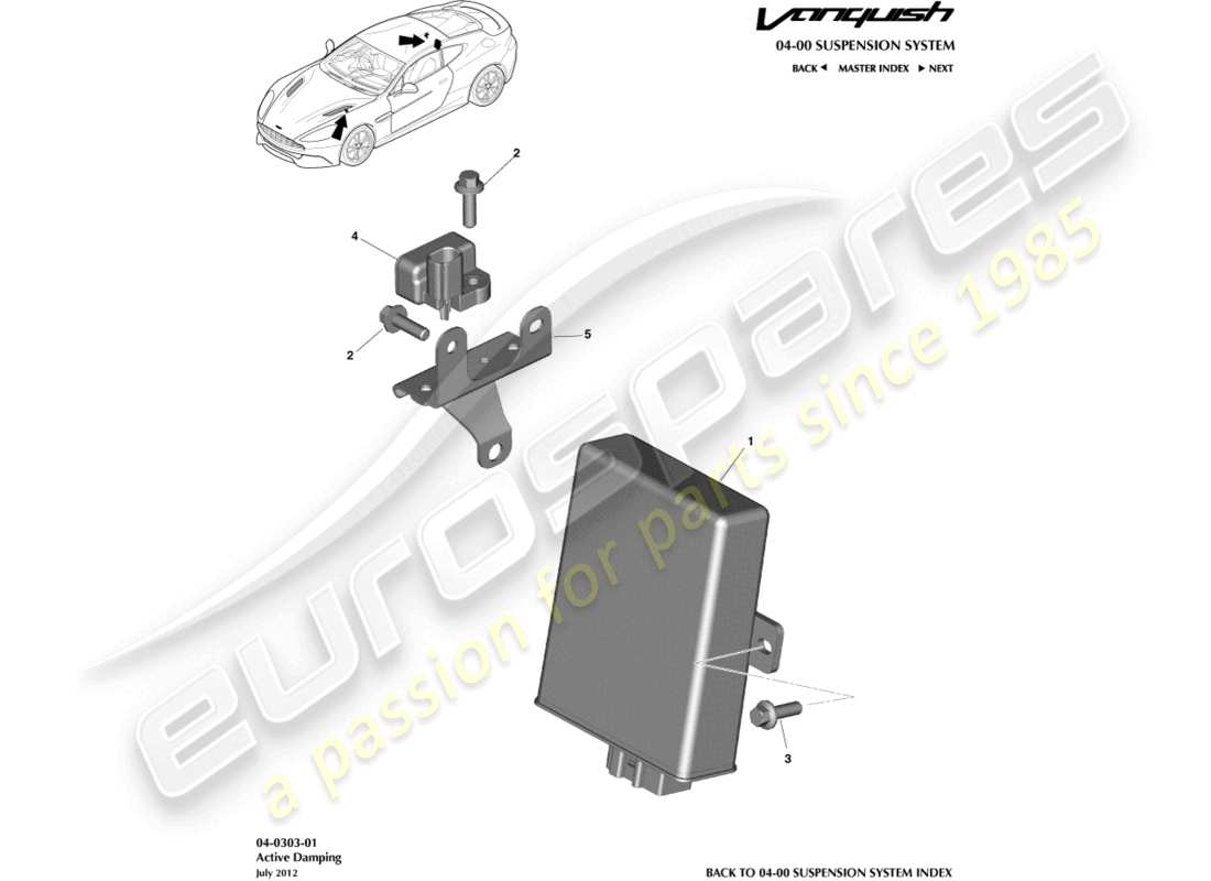 a part diagram from the aston martin vanquish (2016) parts catalogue