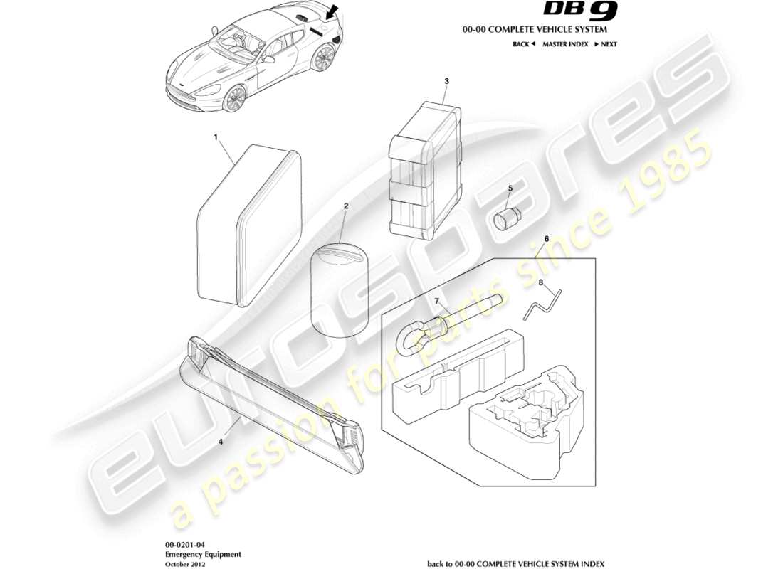 a part diagram from the aston martin db9 parts catalogue