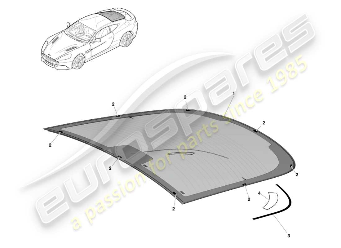 aston martin vanquish (2013) rear windscreen part diagram