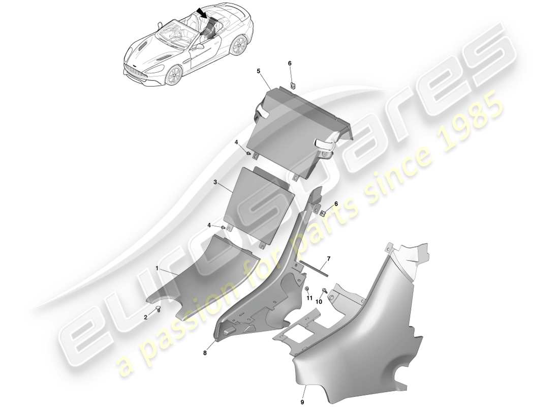 a part diagram from the aston martin vanquish parts catalogue