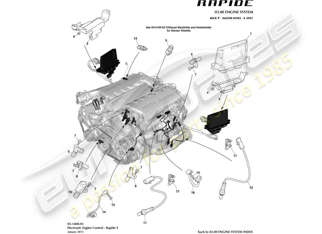 aston martin rapide (2010) electronic engine control part diagram