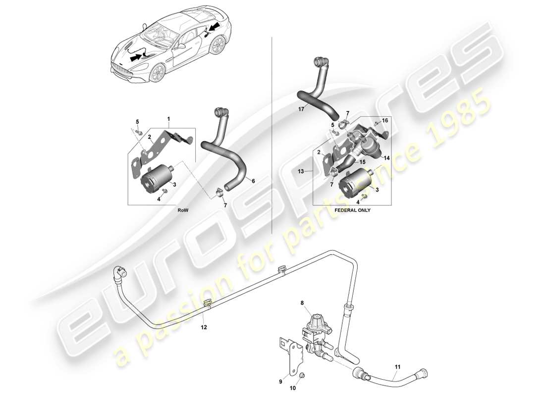 aston martin vanquish (2014) evaporative emissions part diagram