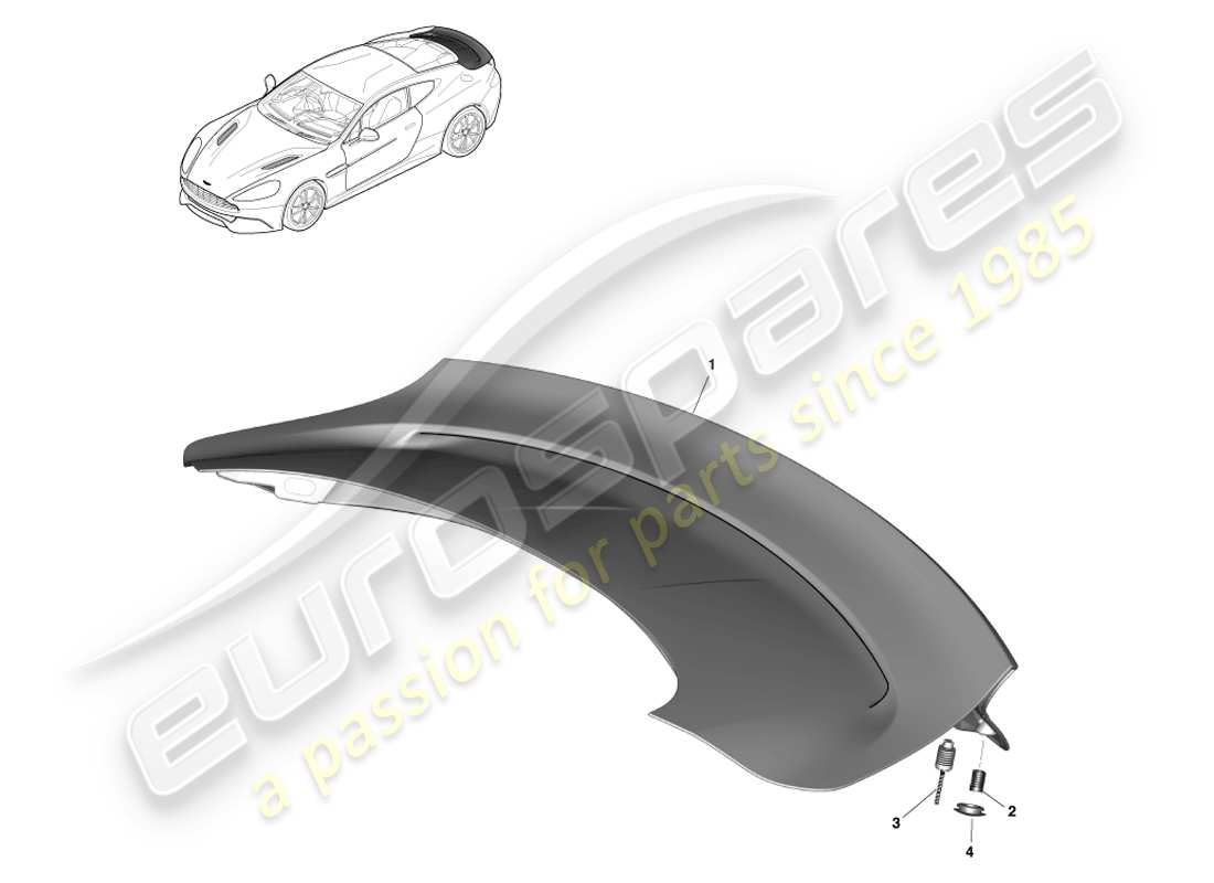 aston martin vanquish (2014) tailgate assembly, coupe part diagram