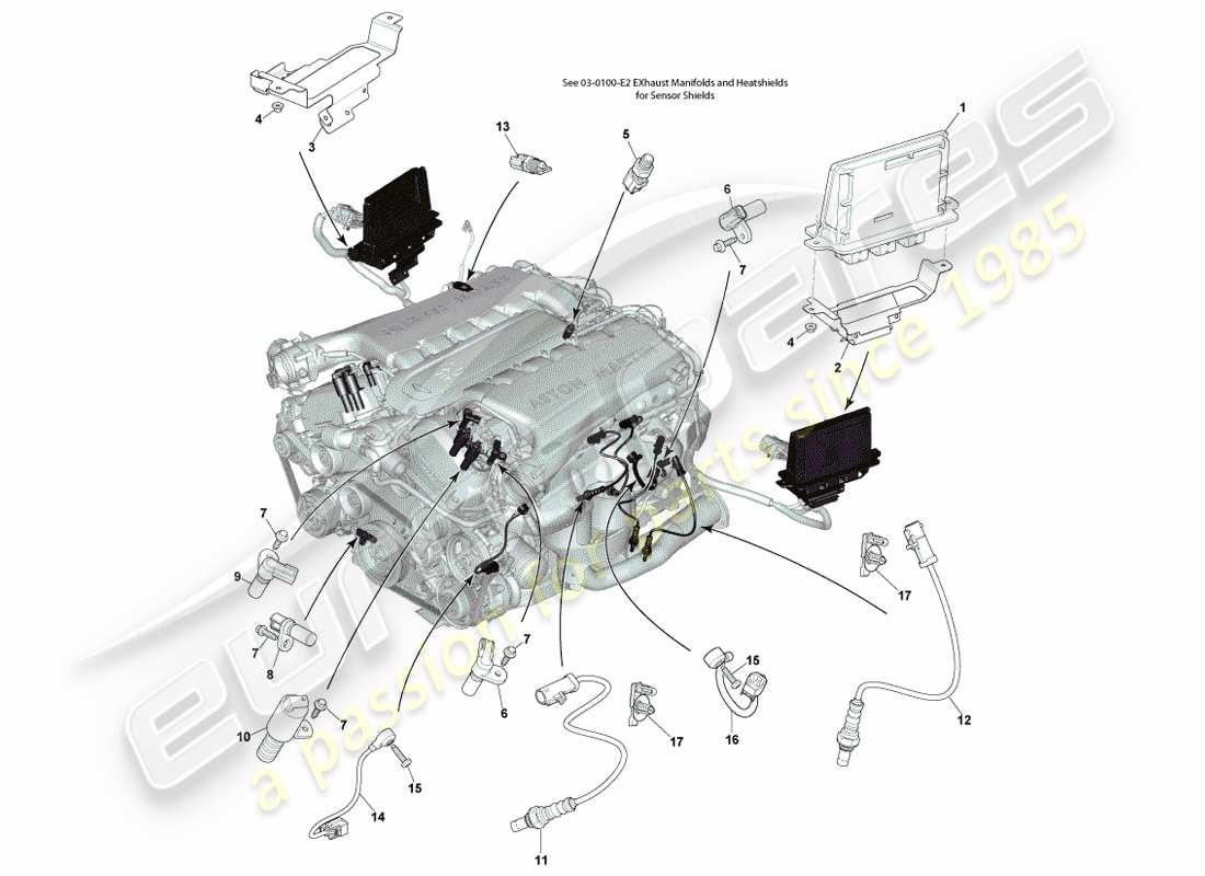 aston martin vanquish (2013) electronic engine control part diagram