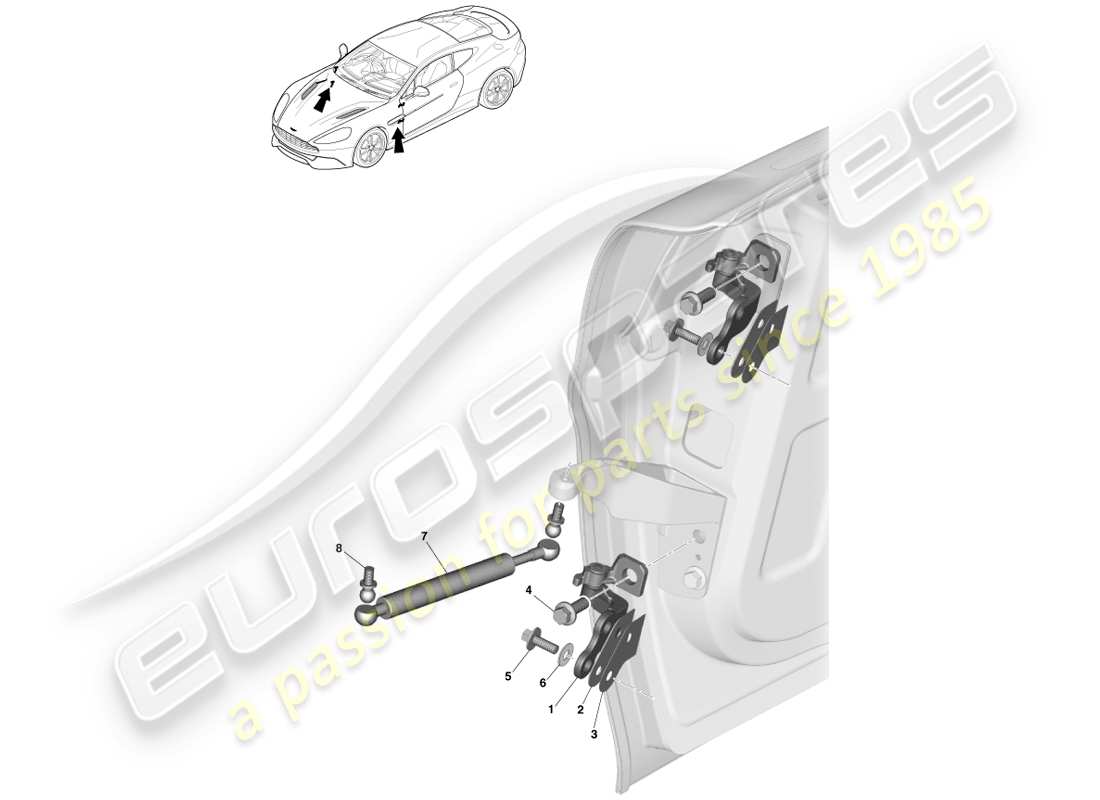 aston martin vanquish (2013) door hinge assembly part diagram