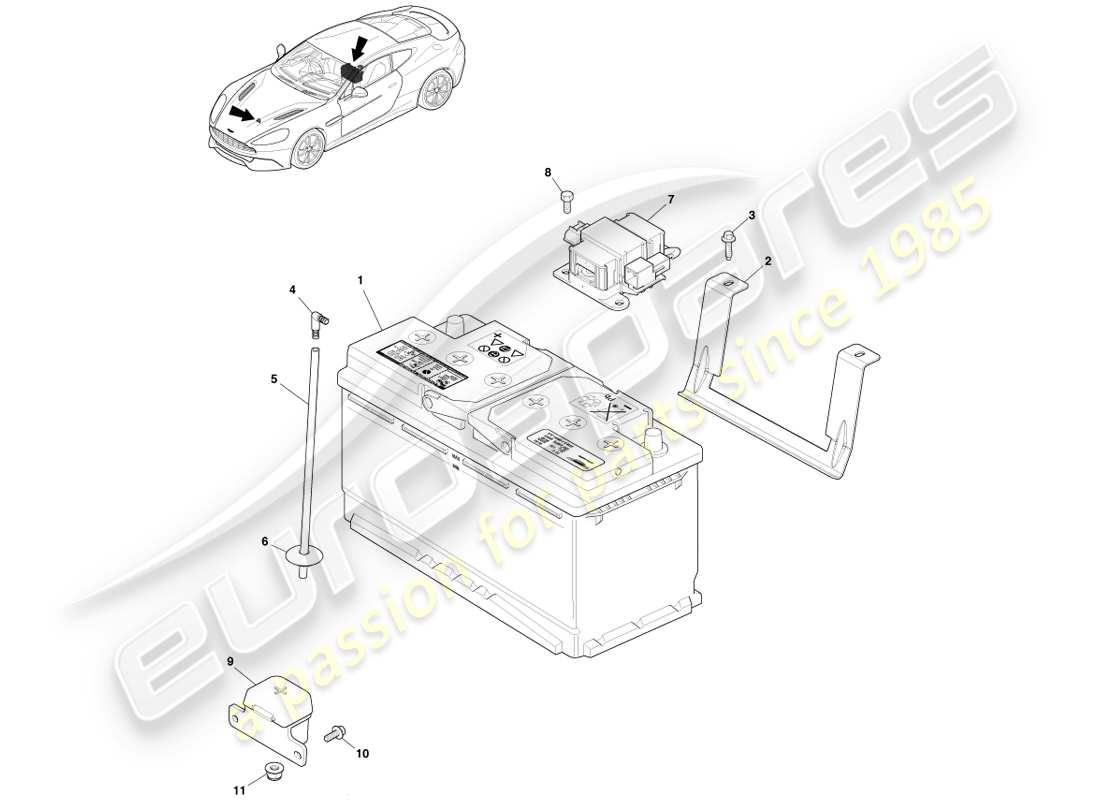 aston martin vanquish (2013) battery part diagram