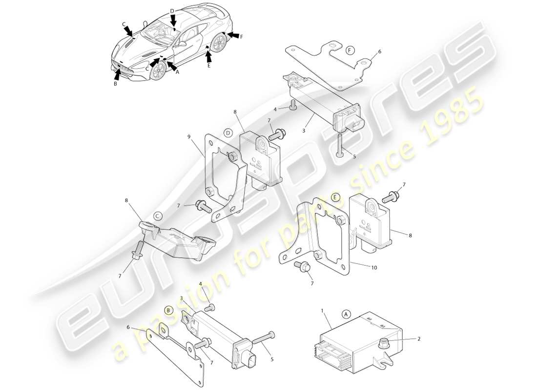 aston martin vanquish (2013) tyre pressure module part diagram