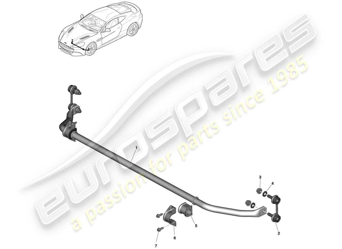 aston martin vanquish (2013) front stabiliser bar part diagram