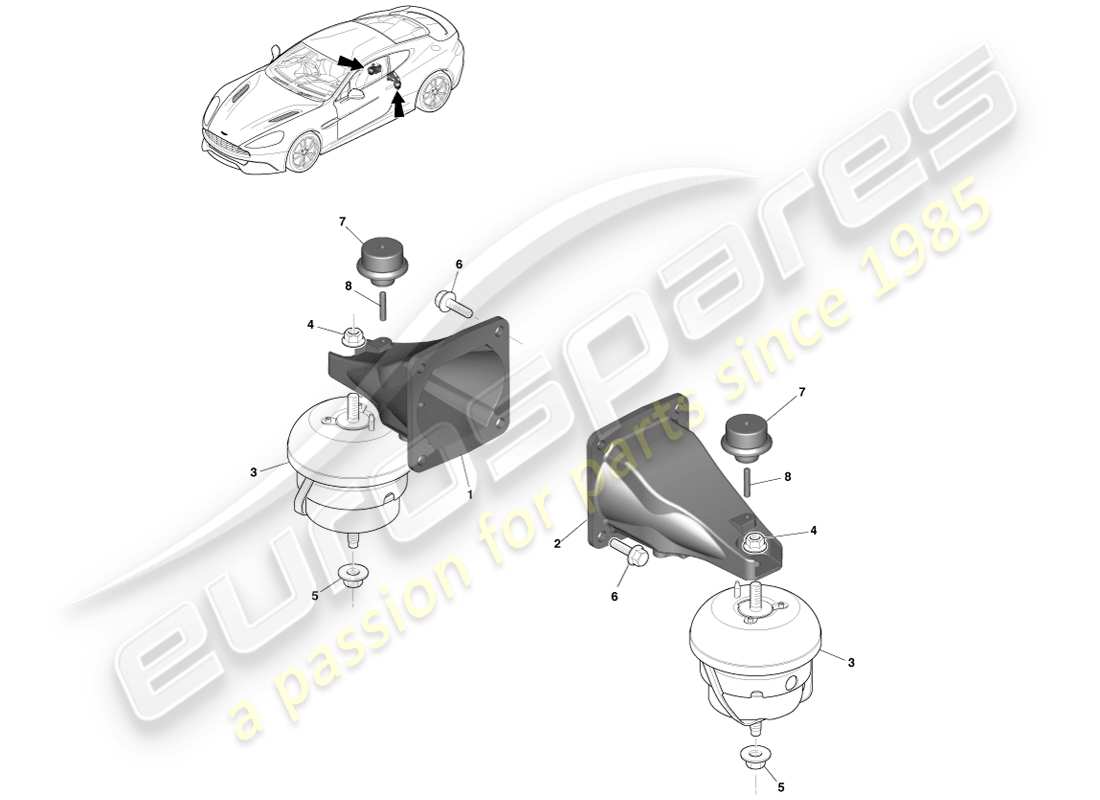 aston martin vanquish (2013) powertrain mountings part diagram