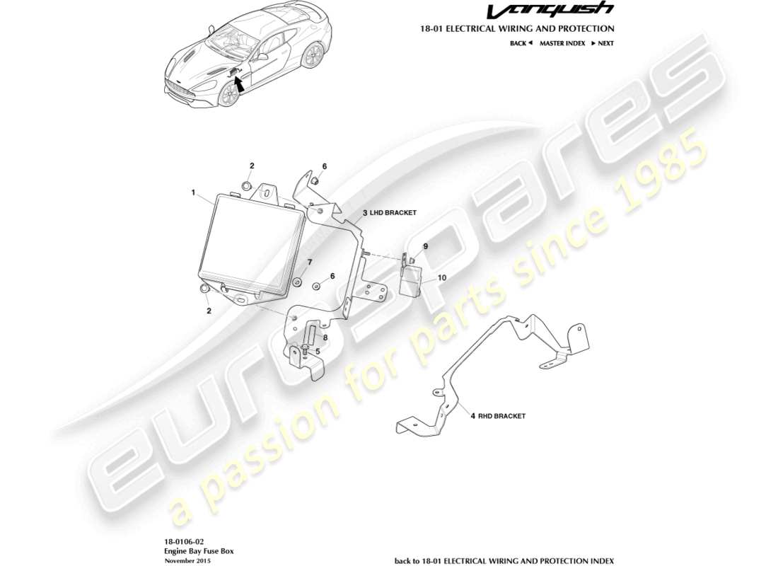 a part diagram from the aston martin vanquish parts catalogue