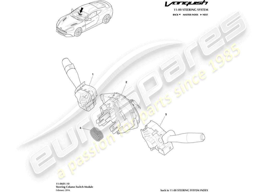 VIEW PARTS DIAGRAMS FROM THE ASTON MARTIN VANQUISH PARTS CATALOGUE a part diagram from the aston martin vanquish parts catalogue